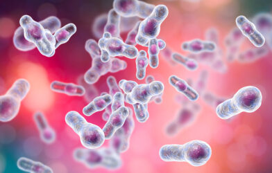 Clostridium difficile (C. difficile) bacteria, 3D illustration.